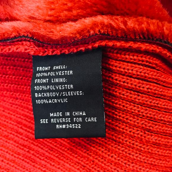 Y2K Cherry Red Faux Suede Leather Jacket Hooded Knit Vintage Faux Fur - Picture 4 of 11